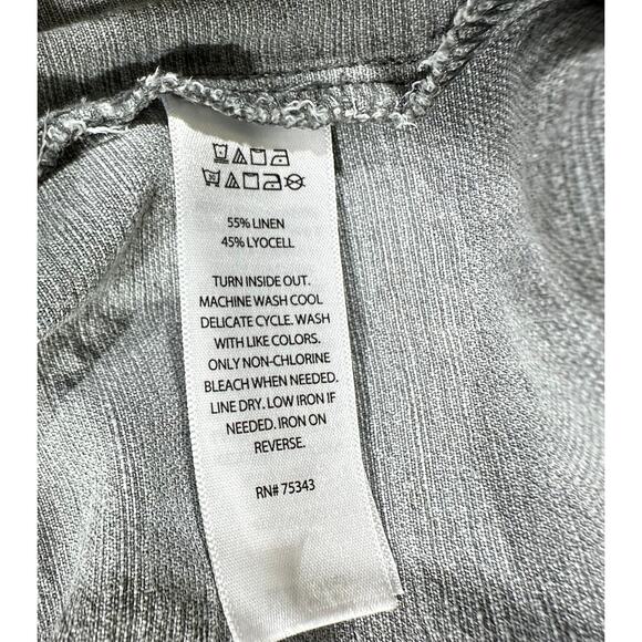 J By Joie Cropped Pants Size Large Gray Wash Wide Leg Linen Lyocell Drawstring - Picture 4 of 10